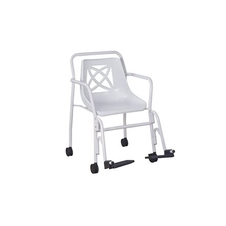 Shower Chair, Fixed Height, Wheels, Arms & Hangers