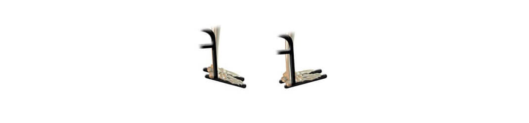 Anatomical illustration of angle-adjustable footplates
